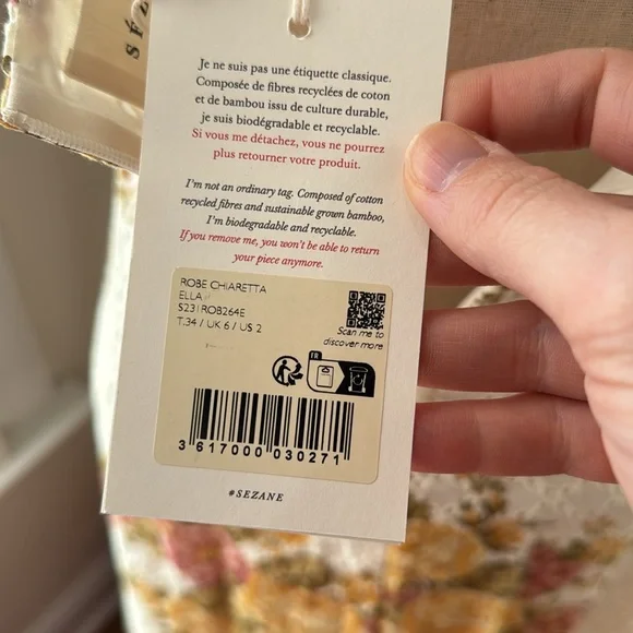 Sold!!  New with tags Sezane chiaretta floral eyelet dress size 34/ us 2 - Picture 13 of 14